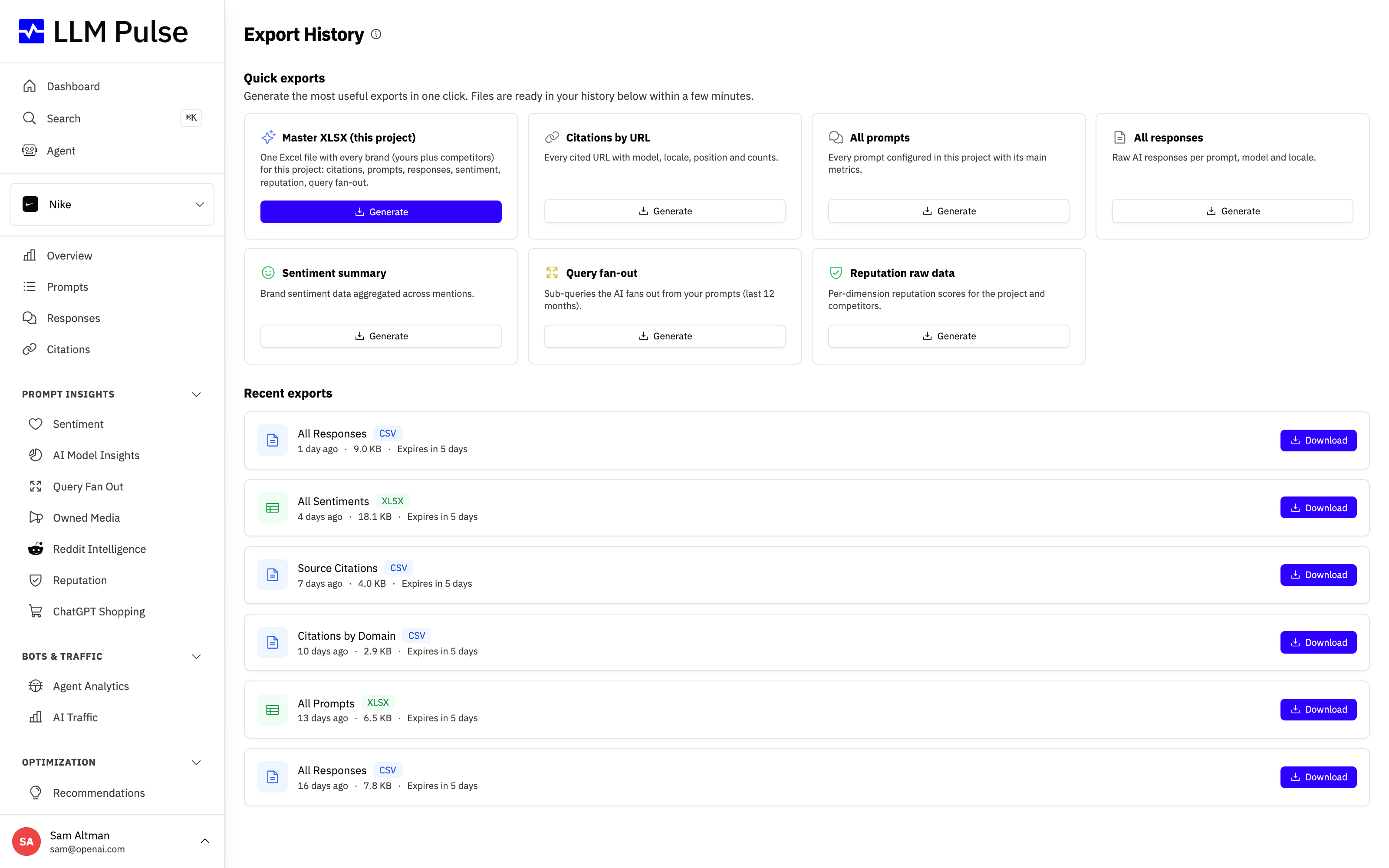Export History