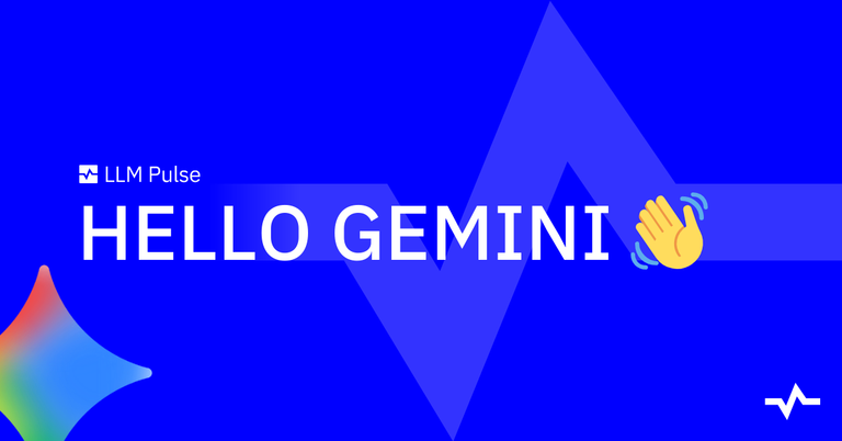 Blue LLM Pulse banner reading “HELLO GEMINI” with a waving hand, introducing a tracker focused on Google Gemini.