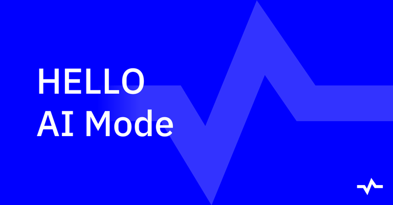 Blue title graphic reading “HELLO AI Mode,” introducing a topic about AI Mode.
