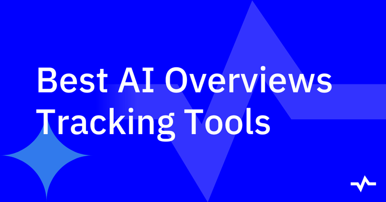 Title card reading “Best AI Overviews Tracking Tools” on a blue geometric background, introducing a guide to tracking tools.