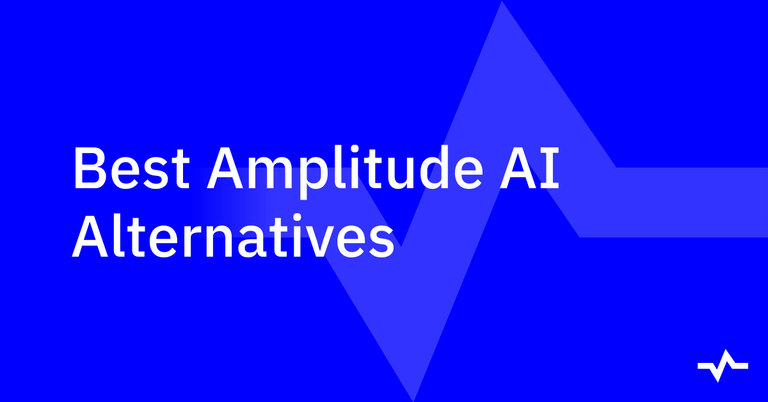 Title card reading “Best Amplitude AI Alternatives” on a blue background with an abstract zigzag and small logo.