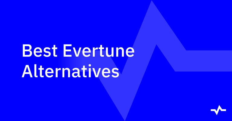 Title card reading “Best Evertune Alternatives” on a blue background with an abstract zigzag graphic and small logo.