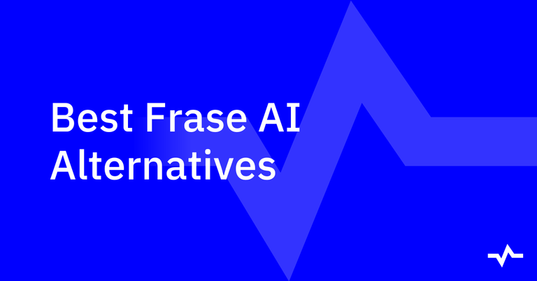 Title card reading “Best Frase AI Alternatives” on a blue background with an abstract zigzag graphic.