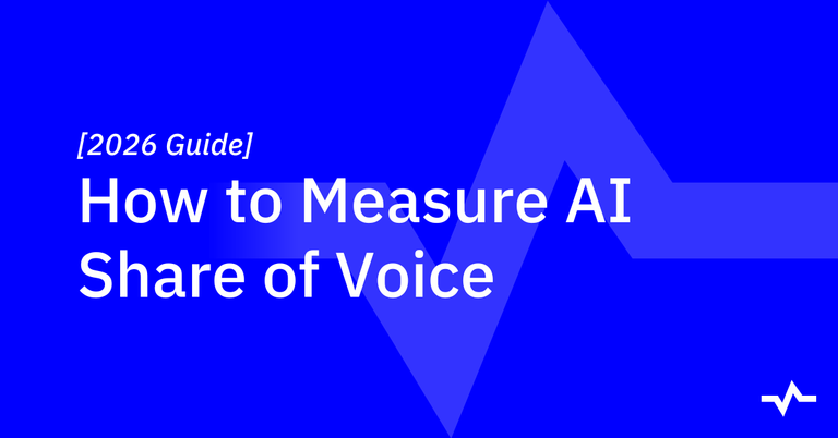 Blue cover graphic for the 2026 guide “How to Measure AI Share of Voice.