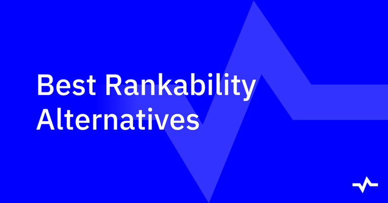 Title card reading “Best Rankability Alternatives” on a blue background with an abstract zigzag graphic and a small logo.