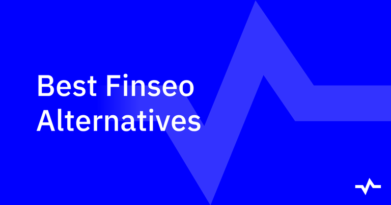 A blue title card reads “Best Finseo Alternatives” beside an abstract zigzag graphic.