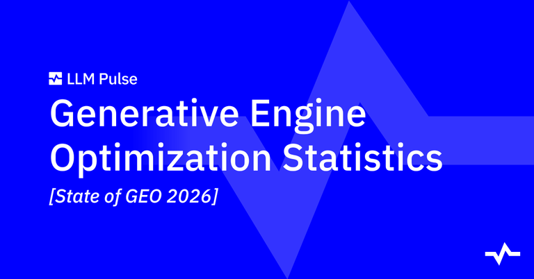 Title slide for LLM Pulse’s “Generative Engine Optimization Statistics,” labeled “State of GEO 2026.