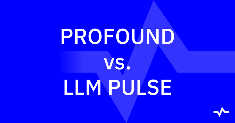 A blue title graphic reads “Profound vs. LLM Pulse,” introducing a comparison of the two AI search visibility platforms.